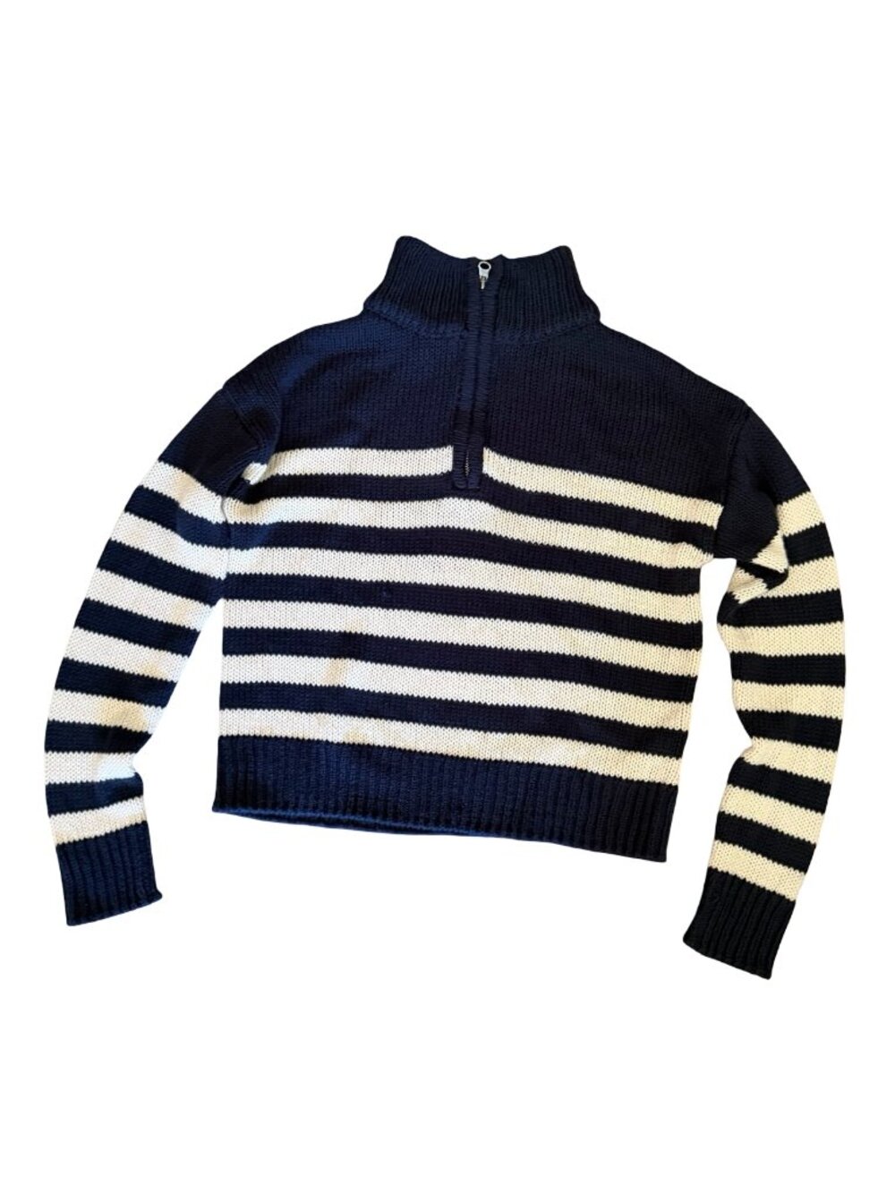 Mi Ami Francesca Blue and White Cotton Sweater Size Small